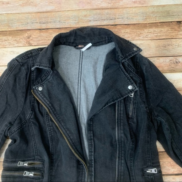 Free People black Denim biker jacket - Picture 5 of 9